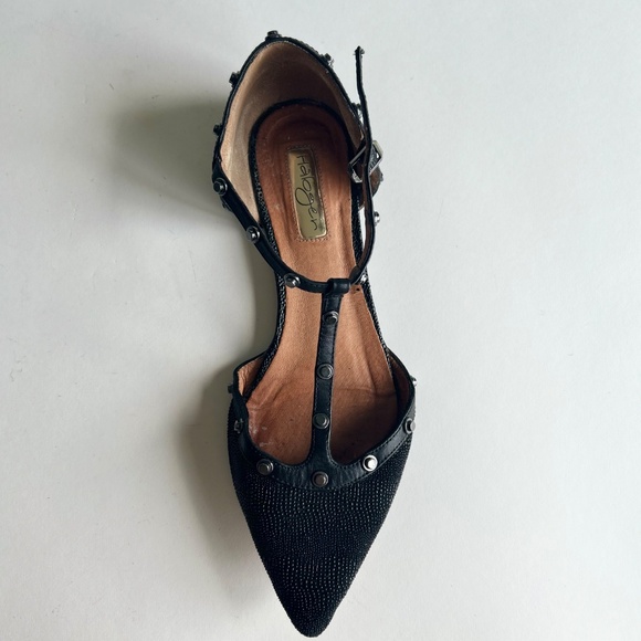 Halogen Black Fabric Leather Point Toe Ankle Strap Sandals size 8 - Picture 15 of 16